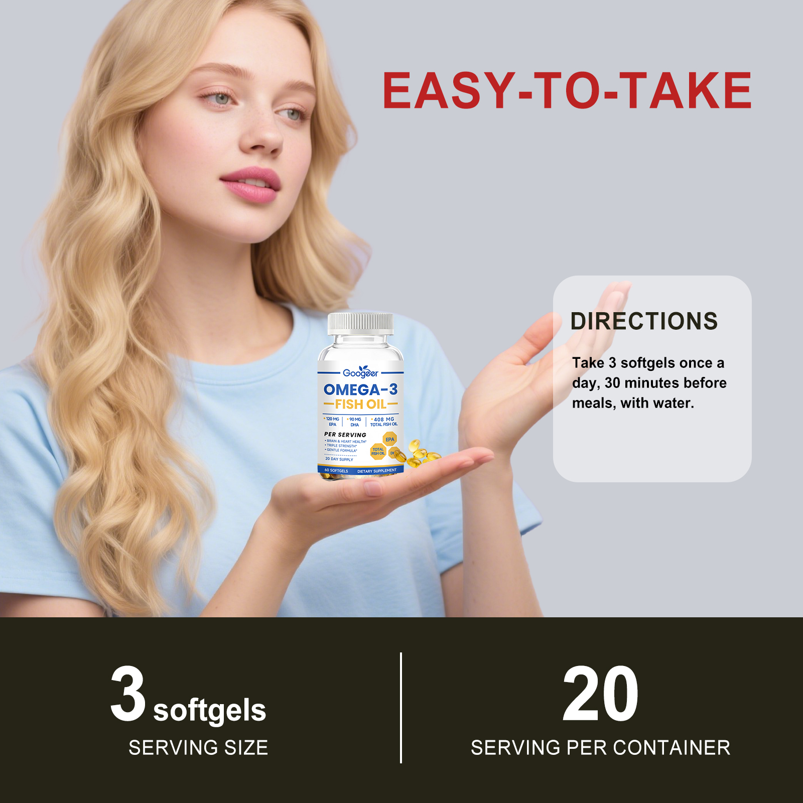 Fish Oil Softgels, Daily Energ - Omega 3 Fish Oil 리뷰 및 가격